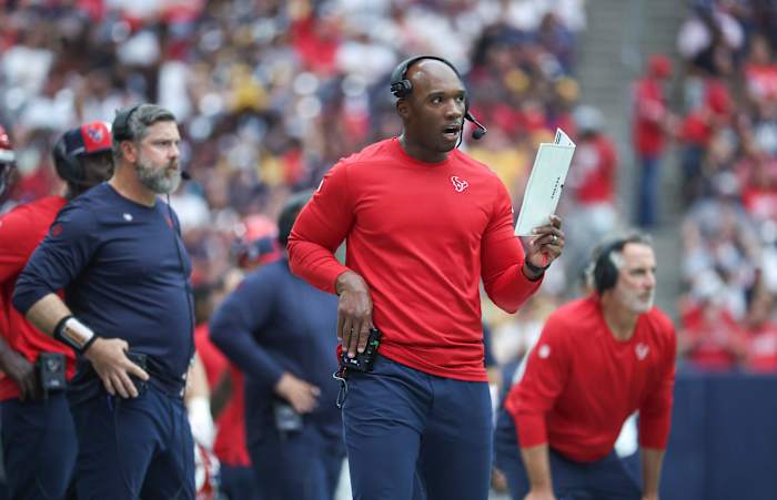 Texans head coach DeMeco Ryans against the Pittsburgh Steelers at NRG Stadium.